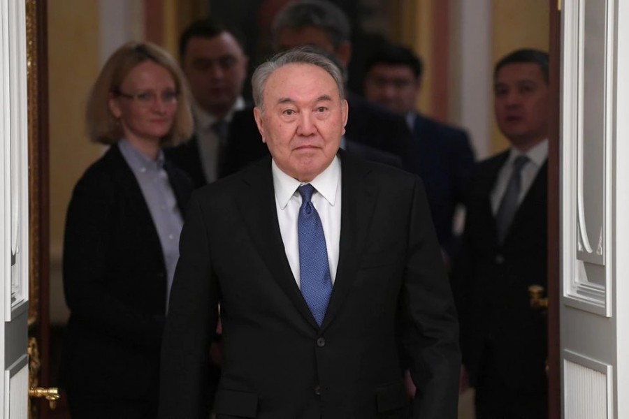 Kazakh former President Nursultan Nazarbayev attends a meeting with Russian President Vladimir Putin in Moscow, Russia March 10, 2020. Picture taken March 10, 2020. Sputnik/Alexei Nikolsky/Kremlin via REUTERS