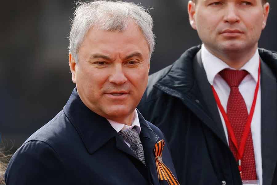 Russia's State Duma Speaker Vyacheslav Volodin attending a military parade on Victory Day, which marks the 77th anniversary of the victory over Nazi Germany in World War Two, in Red Square in central Moscow on May 9 last year -Reuters file photo