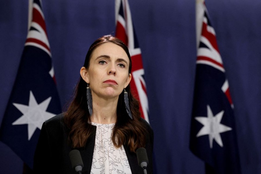 New Zealand Prime Minister Jacinda Ardern addresses members of the media during a joint news conference hosted with Australian Prime Minister Anthony Albanese, following their annual Leaders’ Meeting, at the Commonwealth Parliamentary Offices in Sydney, Australia, July 8, 2022. REUTERS/Loren Elliott/File Photo Arder