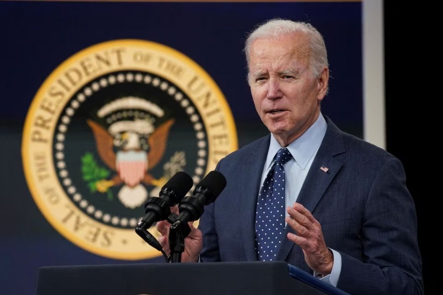 US President Joe Biden speaks about a high-altitude Chinese balloon and three other objects that were recently shot down by US fighter jets, during brief remarks in the Eisenhower Executive Office Building's South Court Auditorium on the White House campus in Washington, US on February 16, 2023 — Reuters photo