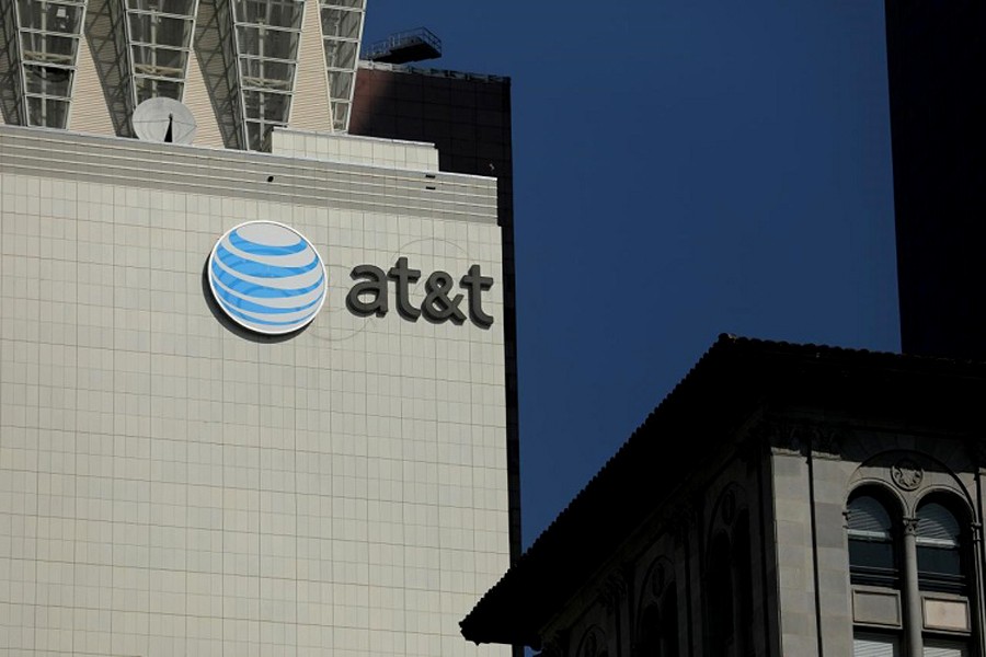 The At&T logo is pictured on a building in Los Angeles, California, US August 10, 2017. Reuters
