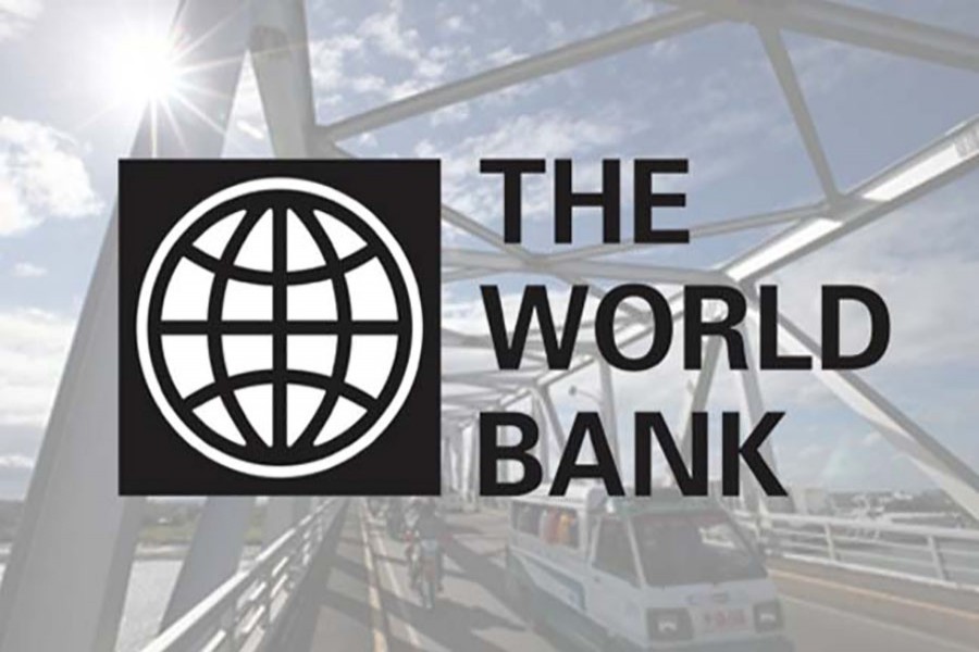 The logo of the World Bank is seen in this collected photo.