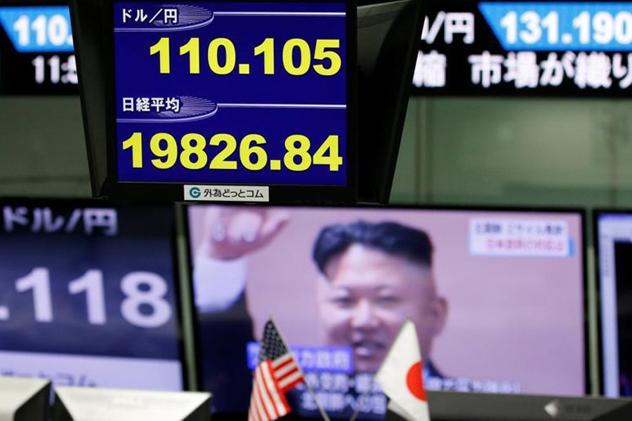Asian stocks slip after missile tests