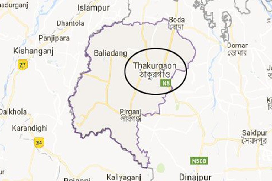 Google map showing Thakurgaon district