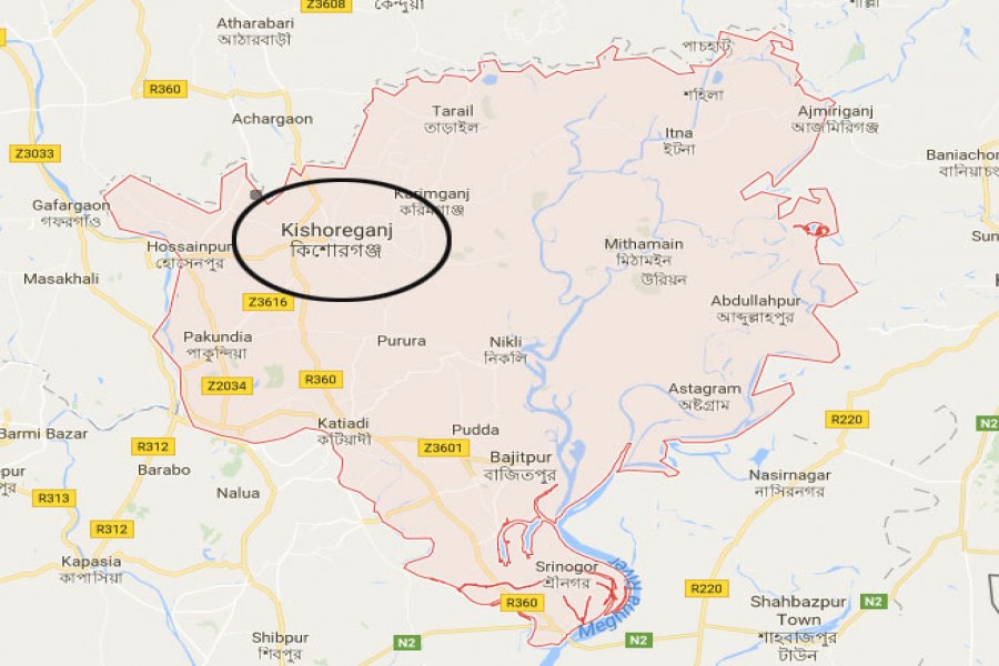 Google map showing  Kishoreganj district