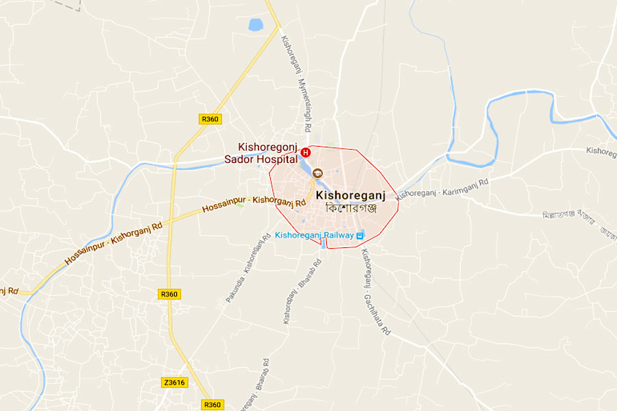 Google map showing Kishoreganj district