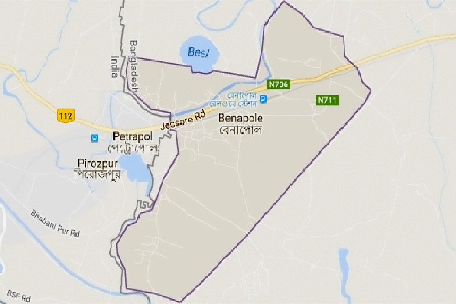 Google map showing Benapole area