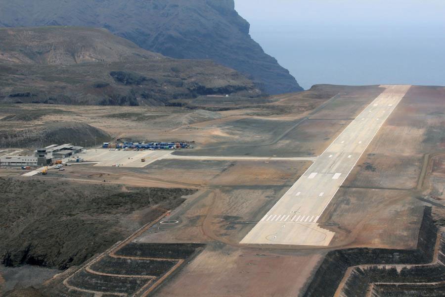 First landing: The runway at St Helena airport has sparked controversy in the past (Courtesy- Royal Navy/PA)