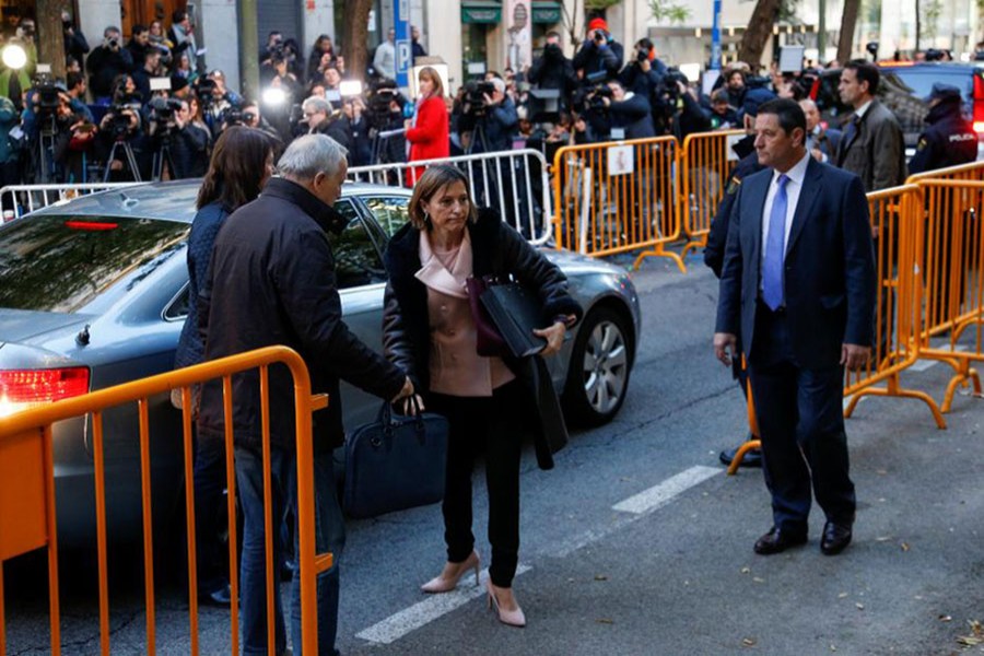 Speaker of Catalonia's sacked parliament Carme Forcadell arrives at the Supreme Court in Madrid on Thursday. - Reuters photo