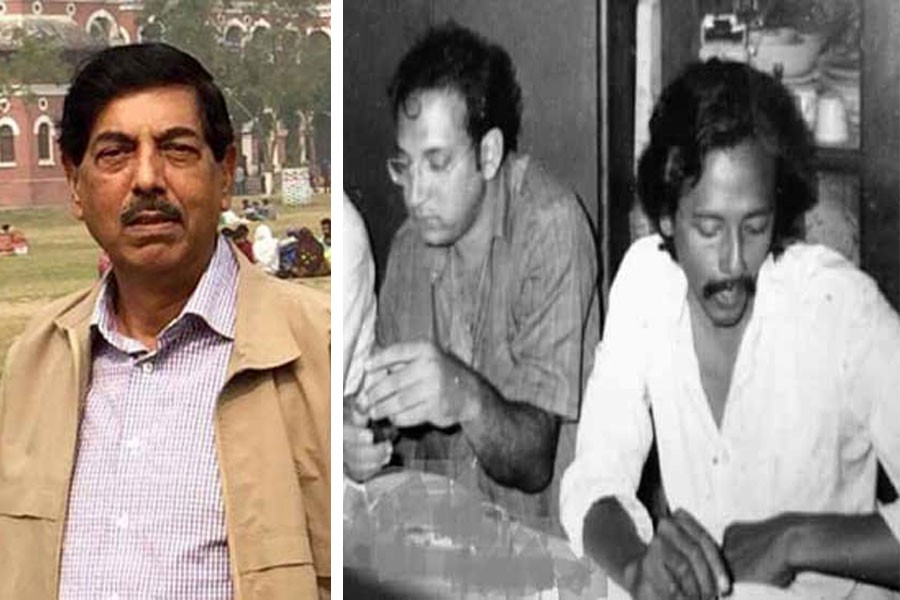 Zillul Hye Razi (left photo). Raghib Ahsan (right), key-person of Rekhayon, doing a sketch at a summer noon at the place.