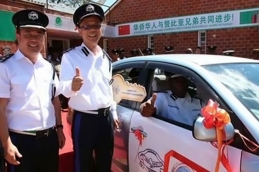 The Chinese police officers were commissioned on Monday(MWEBANTU MEDIA)