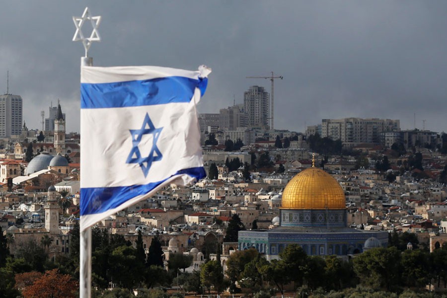 An Israeli flag is seen near the Dome of the Rock, located in Jerusalem's Old City on the compound known to Muslims as Noble Sanctuary and to Jews as Temple Mount December 6, 2017. (REUTERS)