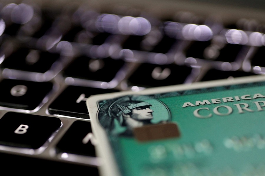 An American Express credit card is seen on a computer keyboard in this Reuters picture illustration