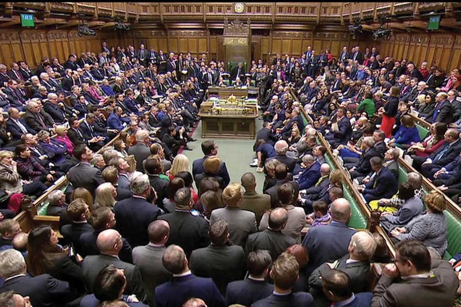 A general view of Parliament after the vote on May's Brexit deal, in London on January 15, 2019 in this screengrab taken from video. 	—  Reuters
