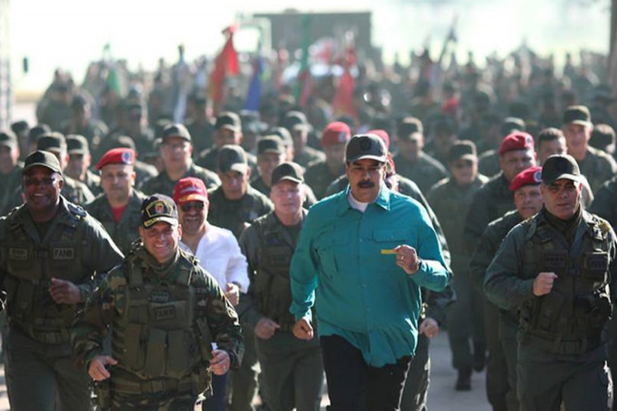 Venezuela's President Nicolas Maduro takes part in a military exercise in Valencia, Venezuela January 27, 2019. Handout via Reuters