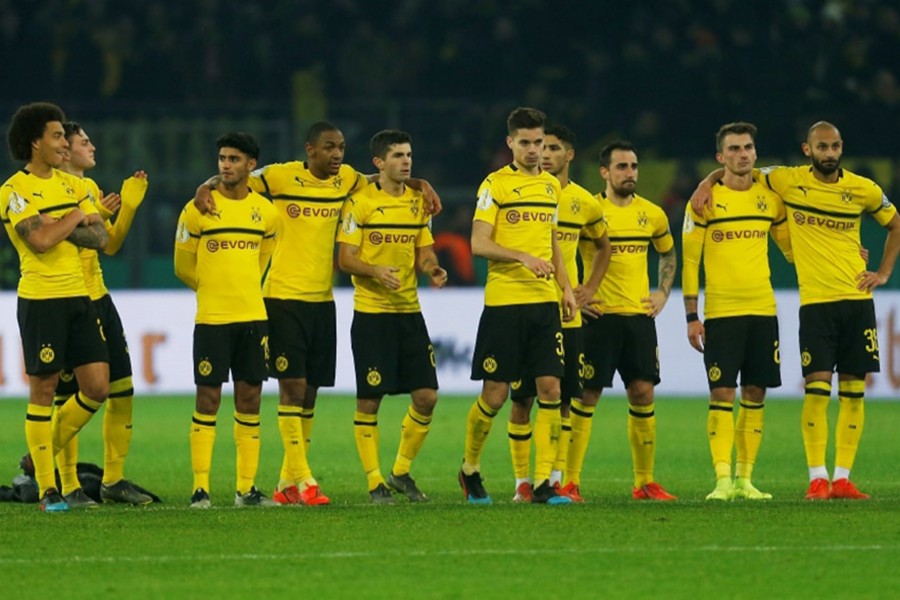 Borussia Dortmund players during the penalty shootout — Reuters photo