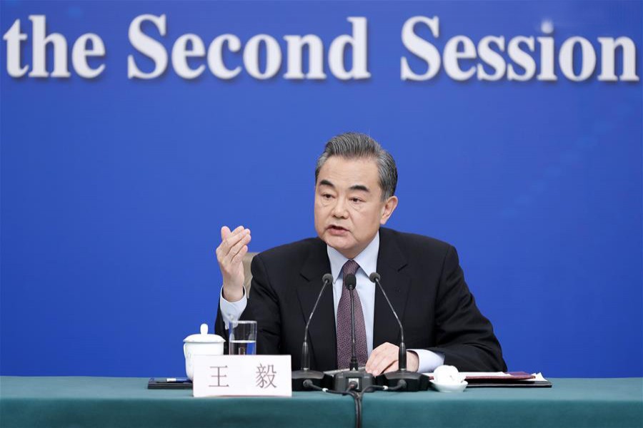 Chinese State Councilor and Foreign Minister Wang Yi answers to questions at a press conference on China's foreign policy and relations on the sidelines of the second session of the 13th National People's Congress in Beijing, China on March 8, 2019 — Xinhua photo
