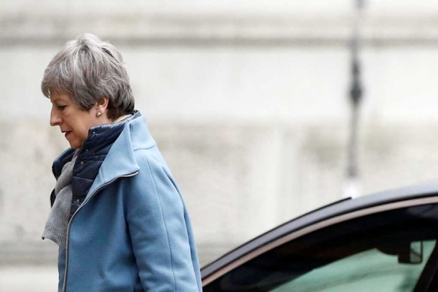 Britain's Prime Minister Theresa May is seen outside Downing Street in London. Reuters
