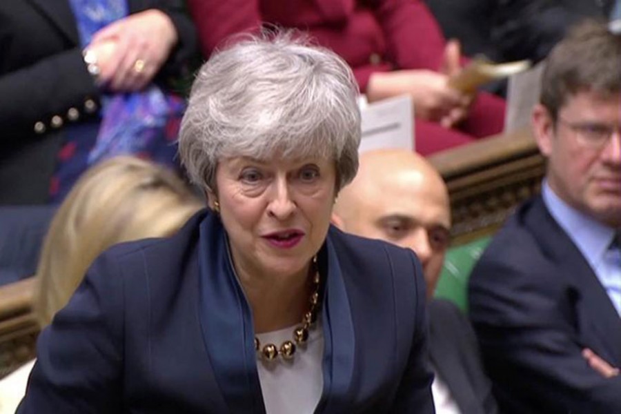 Britain's Prime Minister Theresa May speaks in the Parliament in London, Britain April 3, 2019, in this screen grab taken from video. Reuters TV via Reuters
