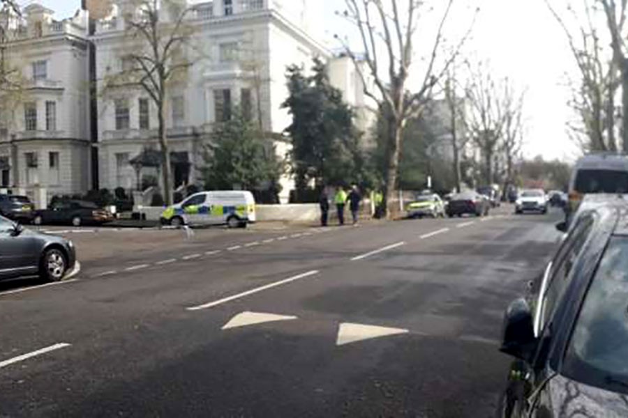 London police fire shots as vehicle rams Ukraine ambassador's car