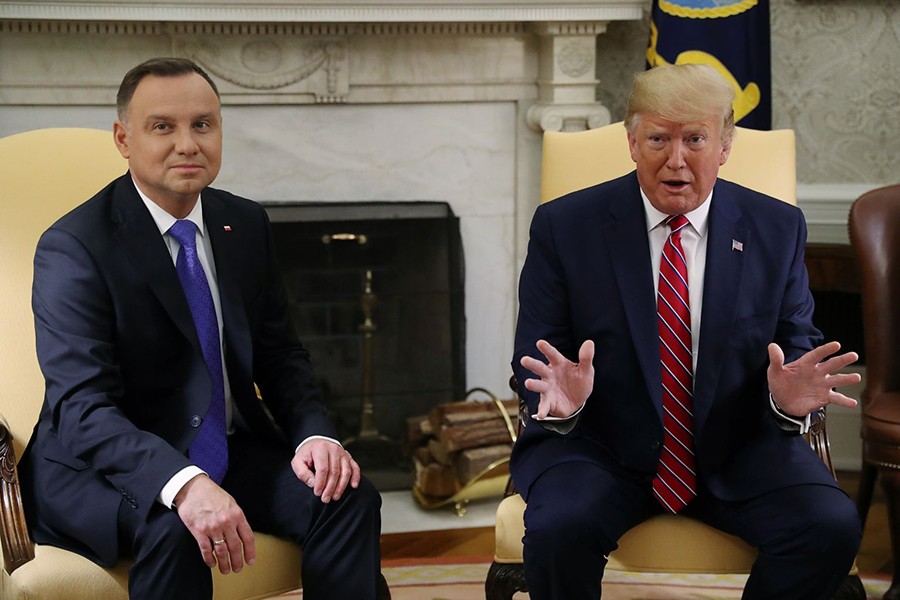 US President Donald Trump speaks during a meeting with Poland's President Andrzej Duda in the Oval Office of the White House in Washington, US, on June 12, 2019 — Reuters photo
