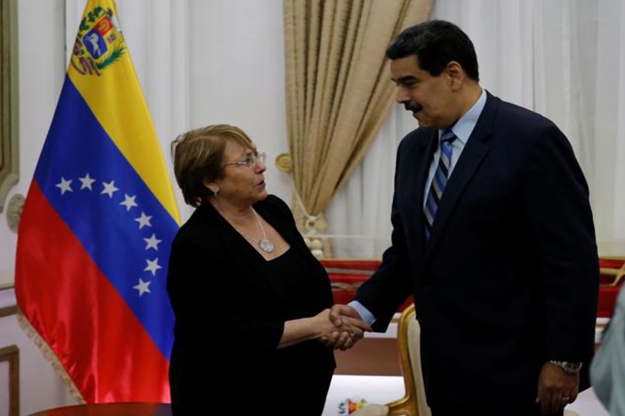 UN High Commissioner for Human Rights Michelle Bachelet and Venezuela's President Nicolas Maduro meet in Caracas, Venezuela, June 21, 2019 - REUTERS/Manaure Quintero