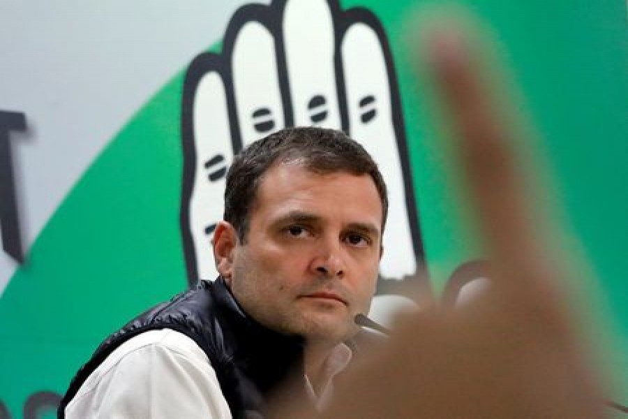 Rahul Gandhi, president of India's main opposition Congress party, pauses as he takes a question during a news conference at his party's headquarters in New Delhi, India, February 13, 2019. Reuters/File Photo