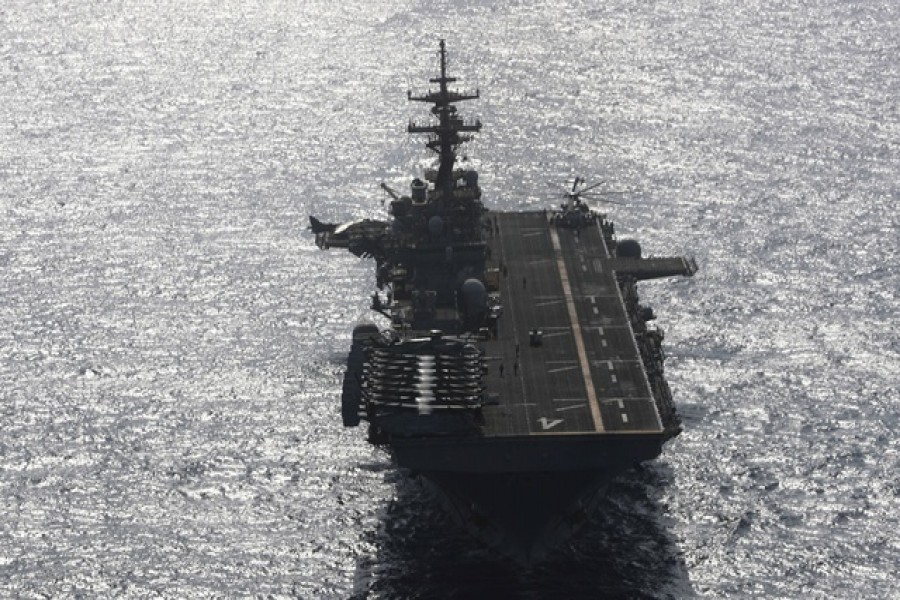 USS Boxer (LHD-4) ship sails in the Arabian Sea off Oman July 17, 2019. Reuters