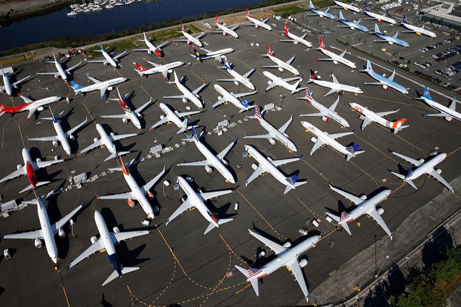 Dozens of grounded Boeing 737 MAX aircraft are seen parked in an aerial photo at Boeing Field in Seattle, Washington, US on July 1, 2019. Picture tay 1, 2019 — Reuters photo