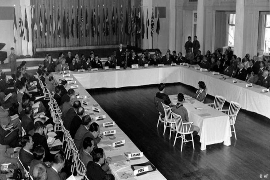 Bretton Woods Conference, meeting at Bretton Woods, New Hampshire (July 1-22, 1944), to make financial arrangements for the post-World War II world.               —Photo: AP