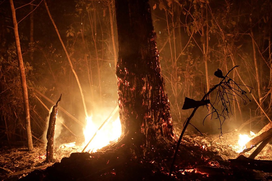 A tract of the Amazon jungle burns as it is cleared by loggers and farmers in Porto Velho, Brazil on August 24, 2019 — Reuters photo
