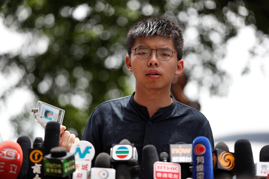 Hong Kong democracy activist Joshua Wong speaks outside the Legislative Council building in Hong Kong, China on July 2, 2019 — Reuters/Files