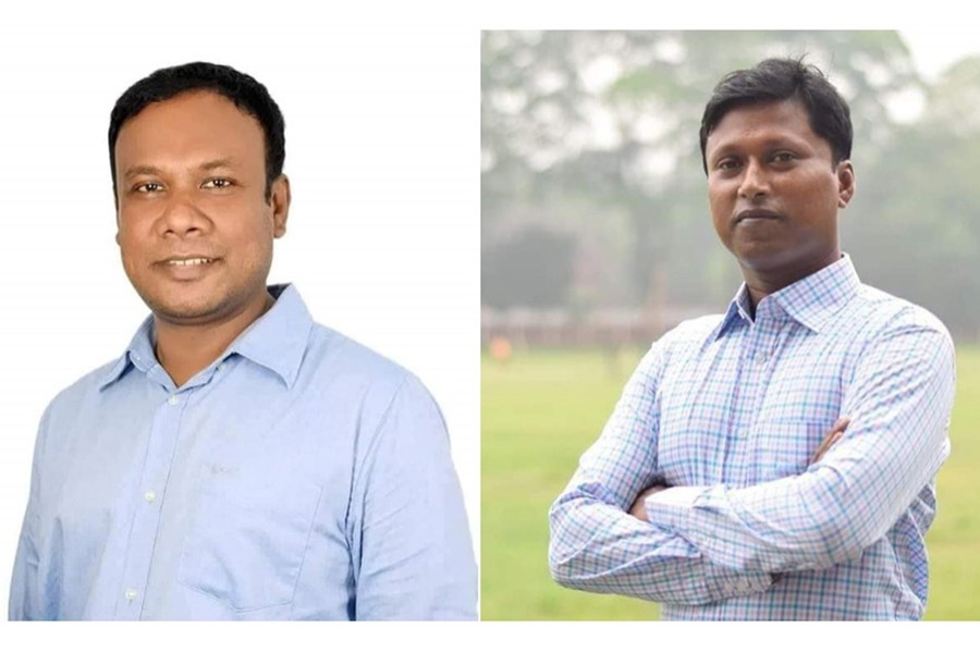 A combination photo shows newly elected Jatiyatabadi Chhatra Dal president Fazlur Rahman Khokon and general secretary Iqbal Hossain Shyamol on the left and right respectively: Facebook