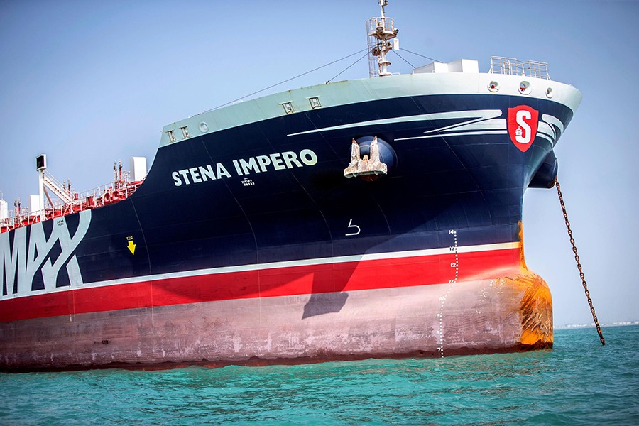 Stena Impero, a British-flagged vessel owned by Stena Bulk, is seen at undisclosed place off the coast of Bandar Abbas, Iran on August 22, 2019 — WANA (West Asia News Agency) via REUTERS./Files