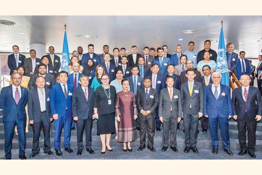 Director General of Power Cell Engr. Mohammad Hossain (5th from R, front row) posing with others at the second session of the UN-ESCAP Committee on Energy in Bangkok, Thailand recently