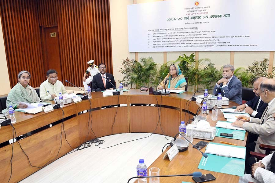 Prime Minister Sheikh Hasina presiding over the meeting of the Executive Committee of the National Economic Council (ECNEC) at the NEC Conference Room in the city’s Sher-e-Bangla Nagar area on Tuesday. -Focus Bangla Photo