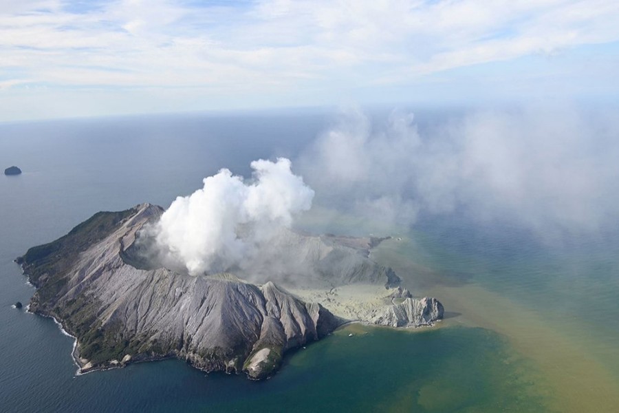 The aerial photo shows White Island after its volcanic eruption in New Zealand on Monday, December 9, 2019 — New Zealand Herald via AP