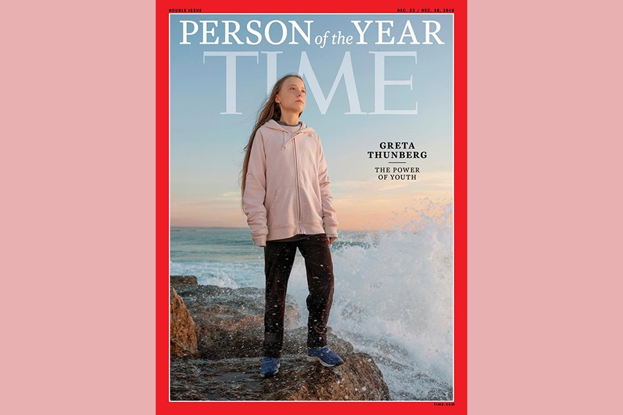 Time cover features Swedish teen activist Greta Thunberg named the magazine's Person of the Year for 2019 in this undated handout. -Time via Reuters