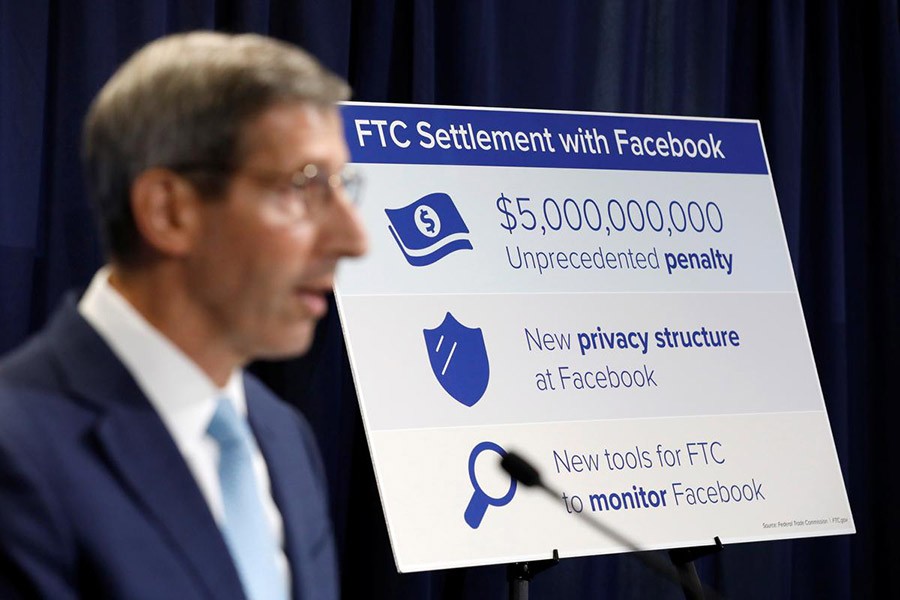 US Federal Trade Commission (FTC) Chairman Joe Simons announces that Facebook Inc has agreed to a settlement of allegations it mishandled user privacy during a news conference at FTC Headquarters in Washington, USA on, July 24, 2019.  —Photo: Reuters