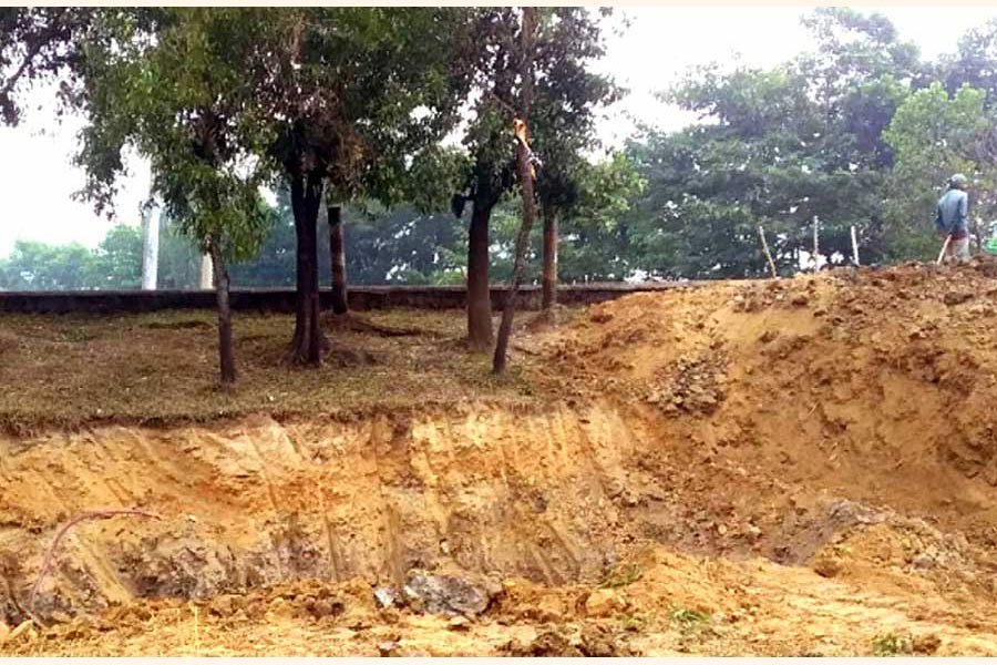 Hill cutting in Jaintapur  takes a worrying turn