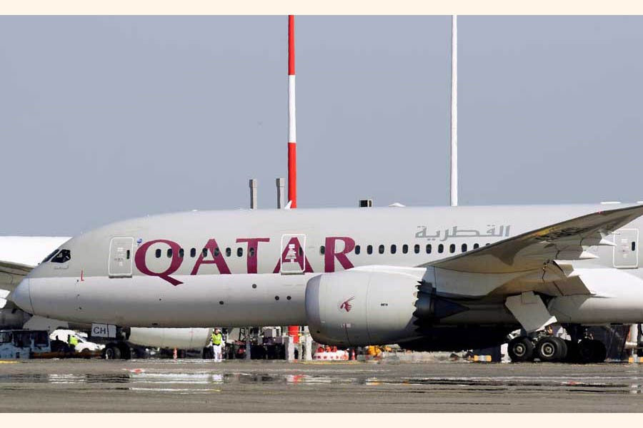 A Qatar Airways Boeing 787-8 Dreamliner airplane is pictured at Leonardo da Vinci-Fiumicino Airport in Rome, Italy                  	 — Reuters