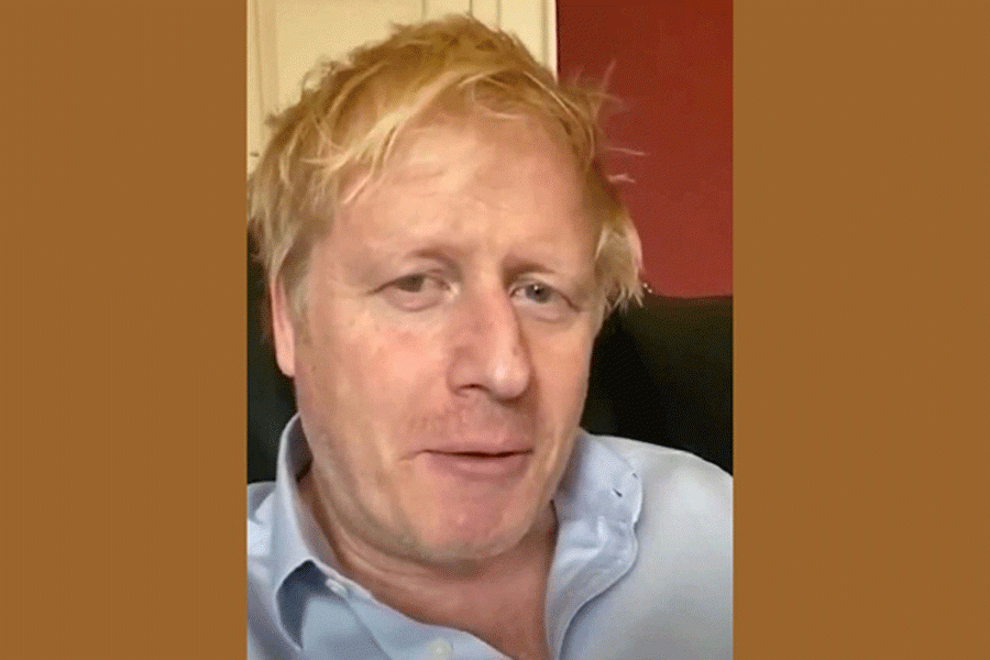 Britain's Prime Minister Boris Johnson is seen in a screen grab from his Twitter video update, amid the coronavirus disease (COVID-19) outbreak in London, Britain April 03, 2020. REUTERS   