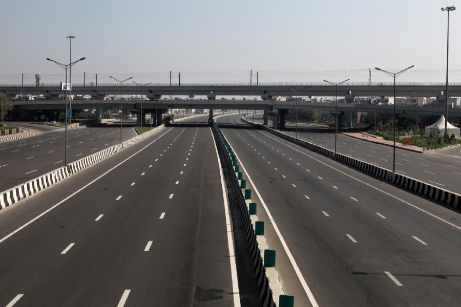 General view shows a deserted national highway during lockdown to limit the spreading of coronavirus disease (COVID-19) in New Delhi, India last month — Reuters photo