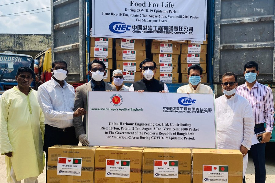 China Harbour provides foodstuffs for 2000 families in Madaripur   