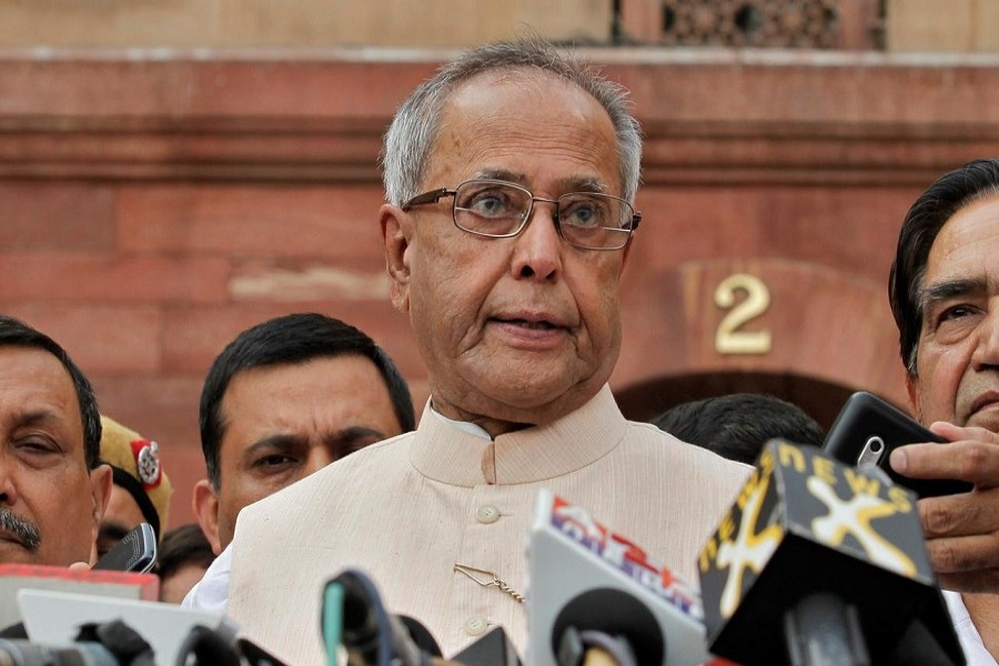 Pranab Mukherjee speaks to media in the run-up to the Indian presidential election in New Delhi, June 26, 2012 — Reuters/Files