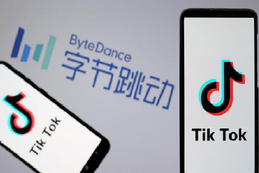 Tik Tok logos are seen on smartphones in front of a displayed ByteDance logo in this illustration taken November 27, 2019 — Reuters/Files