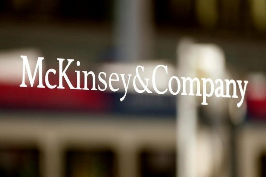 The logo of consulting firm McKinsey + Company is seen at an office building in Zurich, Switzerland on September 22, 2016 — Reuters/Files