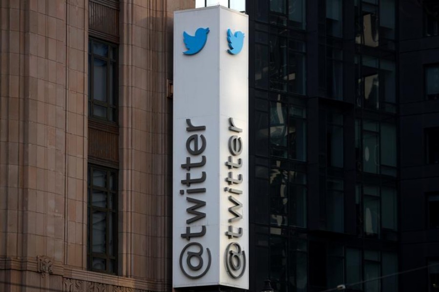 A Twitter logo is seen outside the company headquarters, during a purported demonstration by supporters of US President Donald Trump to protest the social media company's permanent suspension of the President's Twitter account, in San Francisco, California, US, January 11, 2021 — Reuters/Files