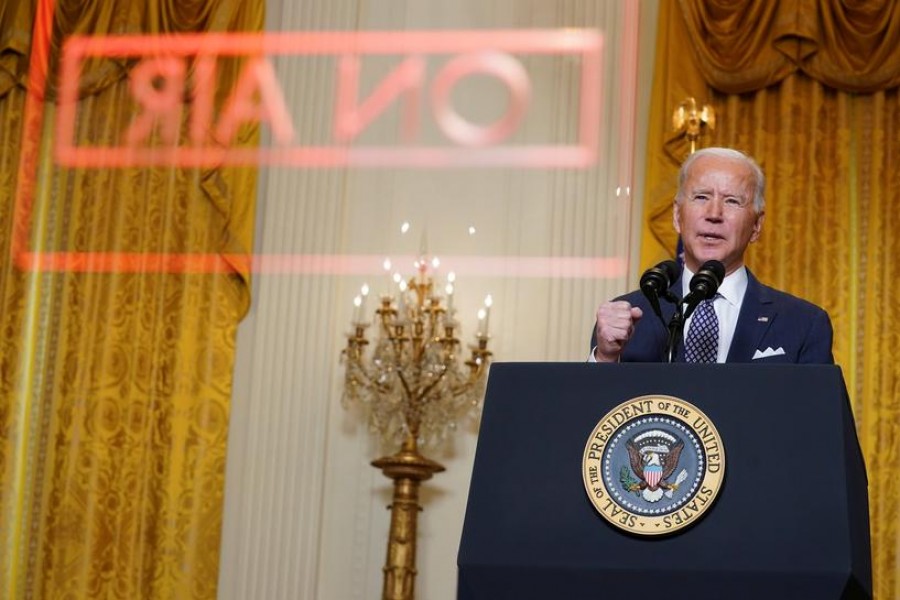 US President Joe Biden delivers remarks as he takes part in a Munich Security Conference virtual event from the East Room at the White House in Washington, US, February 19, 2021 — Reuters