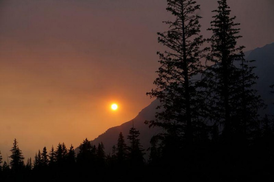 Smoke creates a red hazy sunset from the Swan Lake Fire on the Kenai Peninsula, in Seward, Alaska, US, July 3, 2019 — Reuters/Files